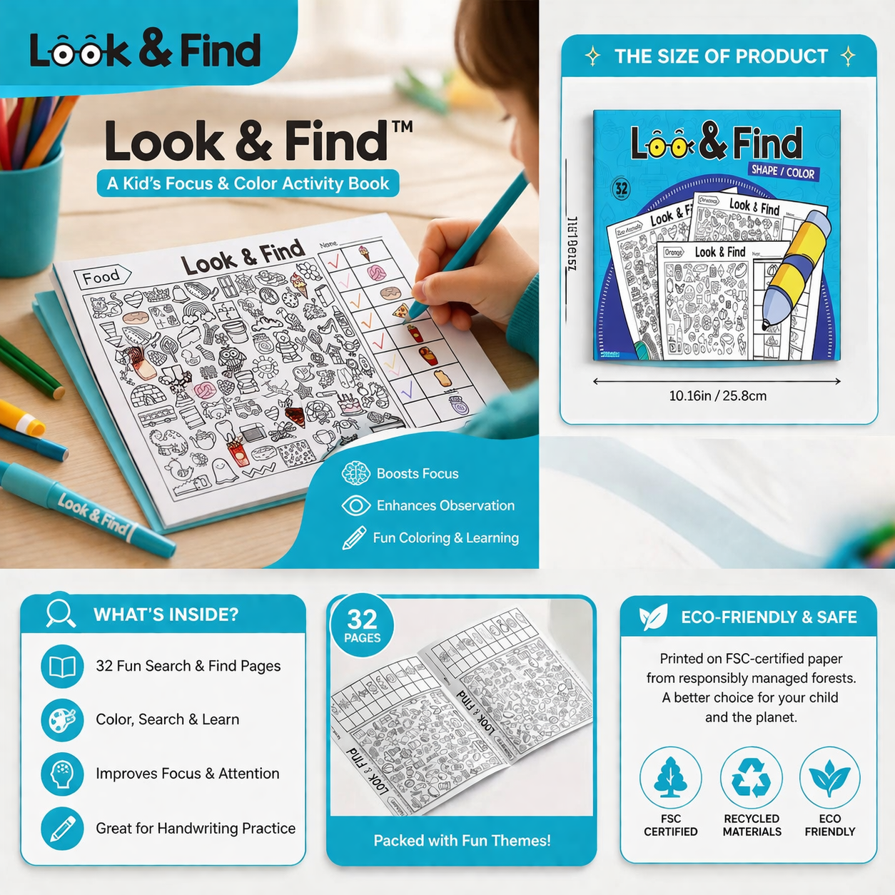 Look & Find – A Kid’s Focus & Color Activity Book